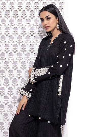Khaadi EET24535A Black Kurta Embroidered Online Shopping